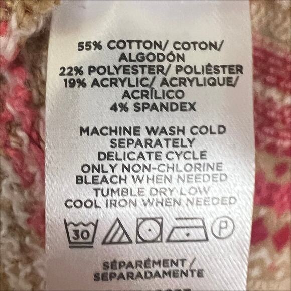 LOFT Striped Fair Isle Everyday Sweater Cotton Blend Red and Tan Size Large - Picture 7 of 7